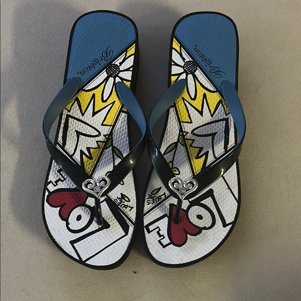 Brighton Graphic Flip Flops - Black and Blue